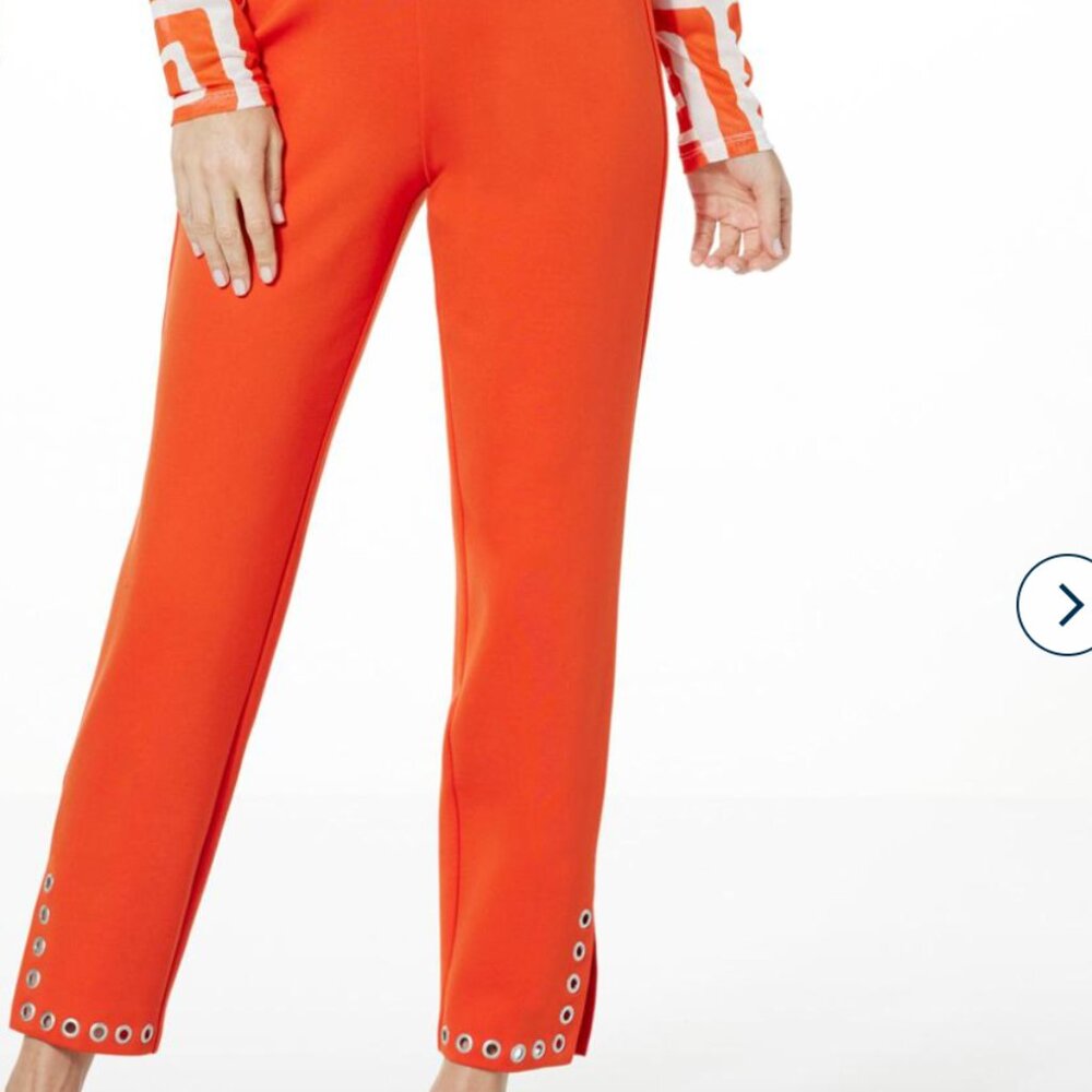 Jhoan Sebastian Grey Work Ponte Pant with Metal Detailing in Red Size XS